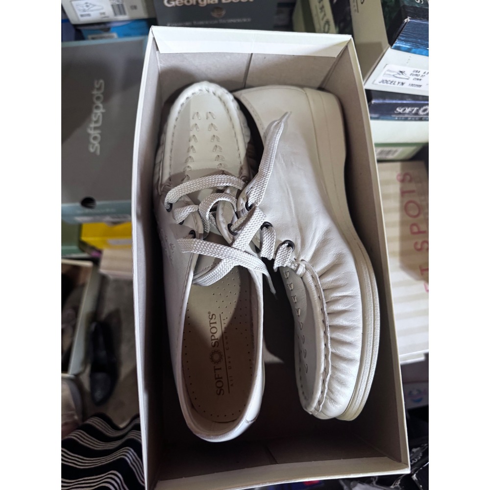 Soft Spots Bonnie Lite Bone White Leather Lace Up Oxfords Shoes Womens 11 M